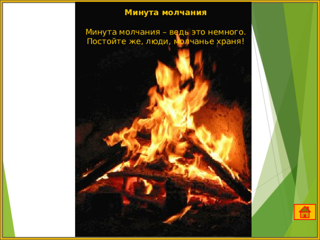 Минута молчания Минута молчания – ведь это немного. Постойте же, люди, молчанье храня! 