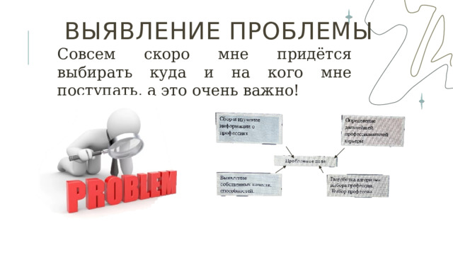 Совсем скоро мне придётся выбирать куда и на кого мне поступать, а это очень важно! ВЫЯВЛЕНИЕ ПРОБЛЕМЫ 