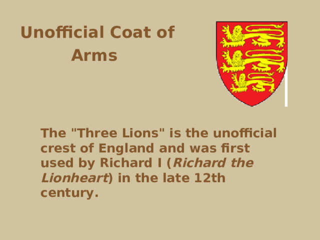 Unofficial Coat of Arms  The 