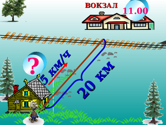 ВОКЗАЛ  11.00  20 км 5 км/ч  ?